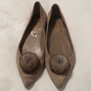 Dee Keller Flats with Mink Pom Pom